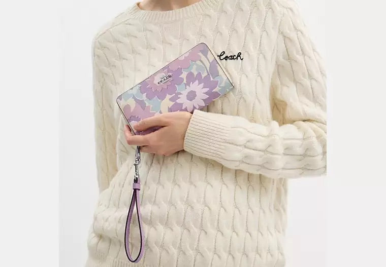 Long Zip Around Wallet Floral Print Lilac ***Preorden***