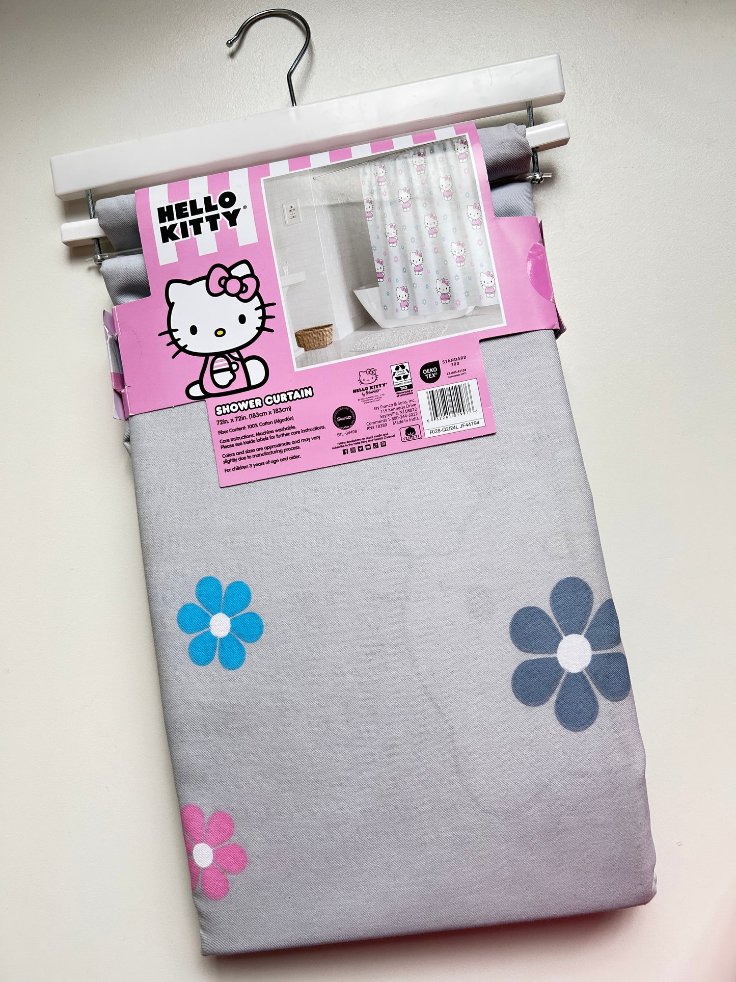 Cortina de Baño Gris Hello Kitty