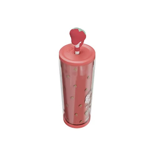 Tumbler De Plástico Con Cubre Popotes Rosita Fresita ***Preorden***