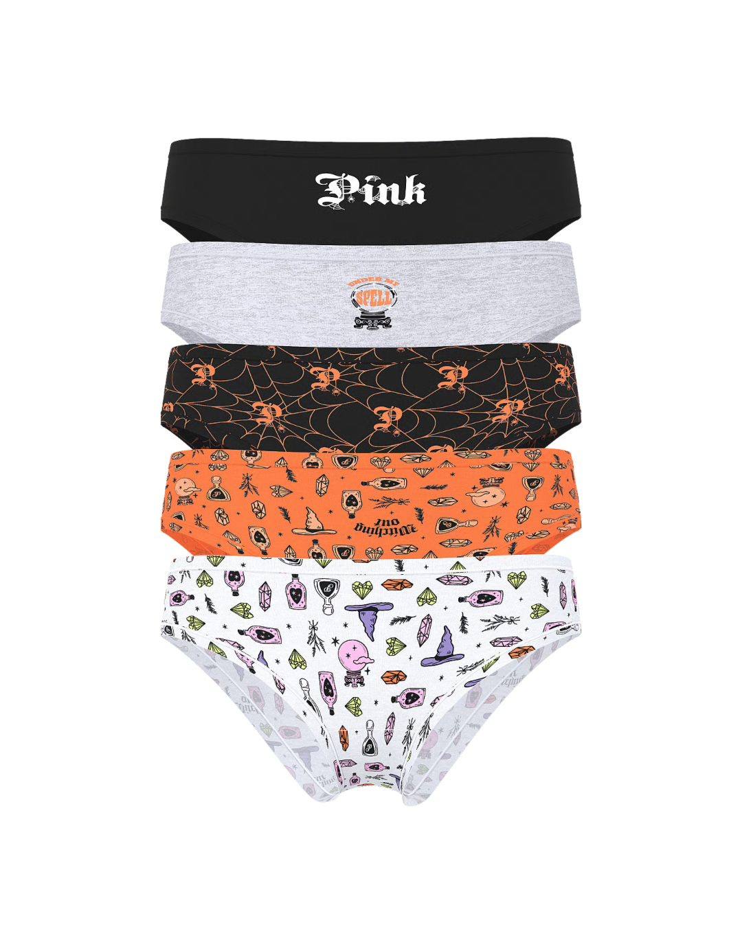 Set de 5 Cheeky Panties Halloween Pink ***Preorden***