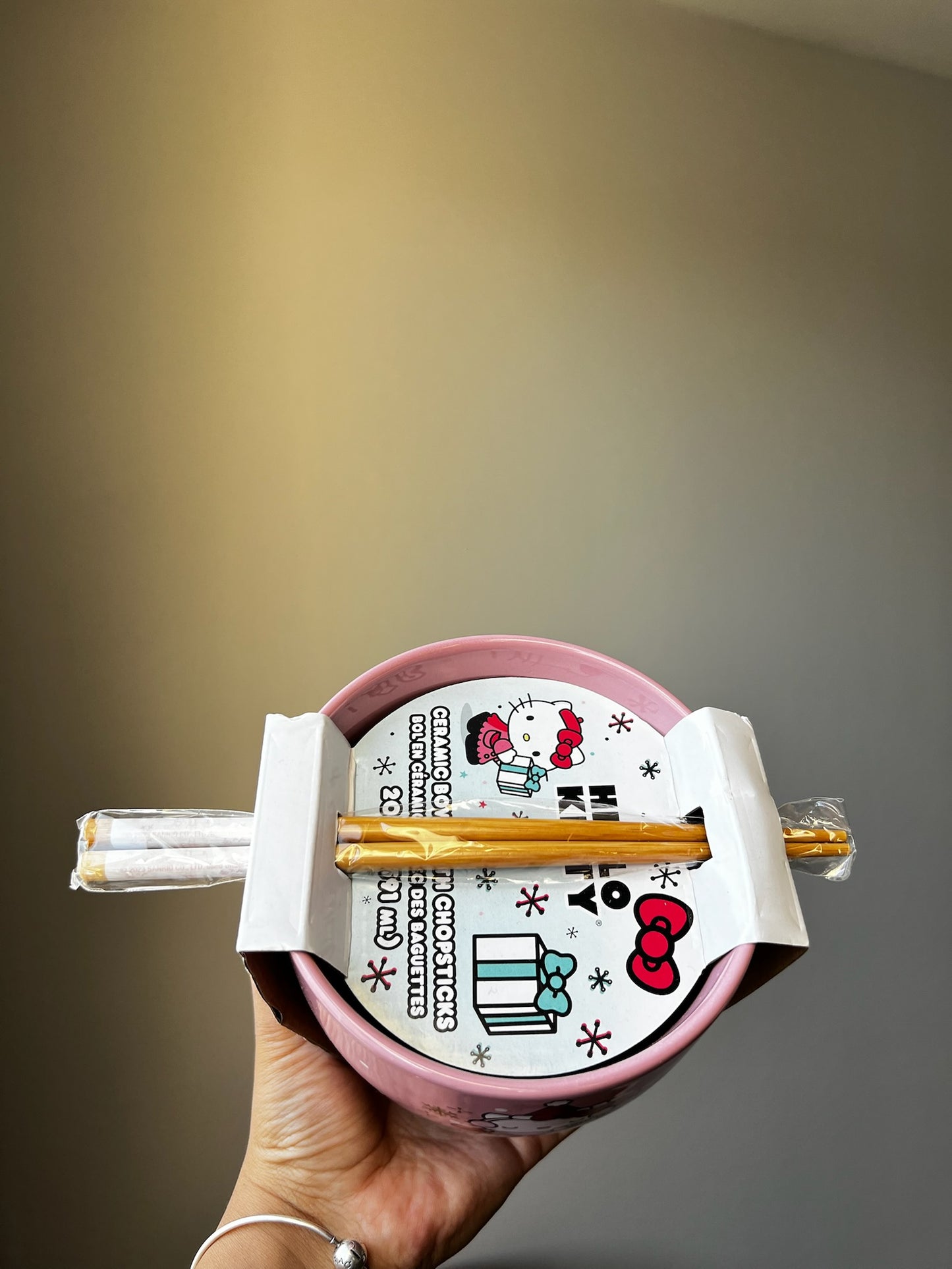 Bowl Con Palillos Chinos Hello Kitty Snowman Pink ***Preorden***