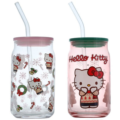 Set de 2 Vasos De Cristal Hello Kitty Suéter Galletita De Jengibre ***Preorden***