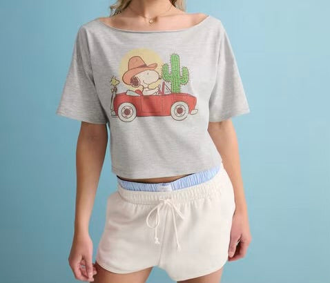 Playera Medios Hombros Snoopy Western Cactus Aeropostal ***Preorden***