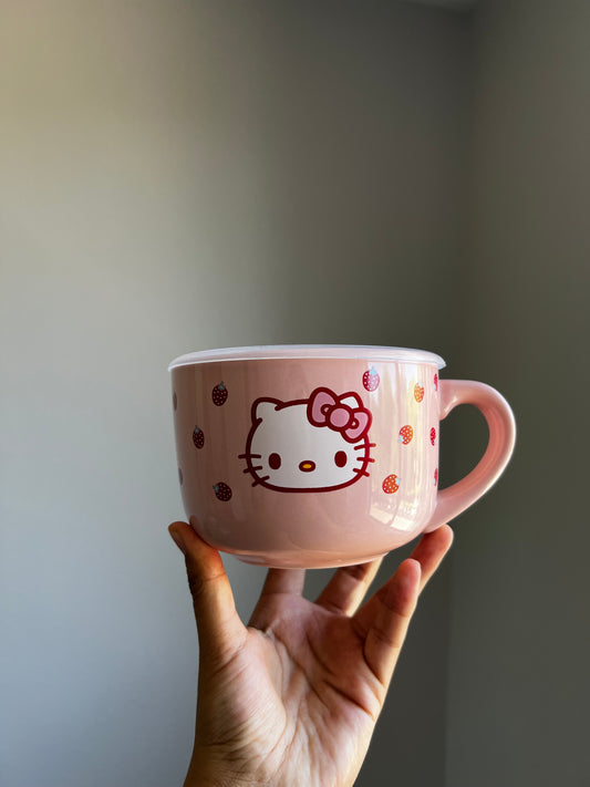 Taza | Tupper con tapa Hello Kitty Fresas
