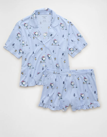 Set de Pijama con Short Snoopy Campamento American Eagle ***Preorden***