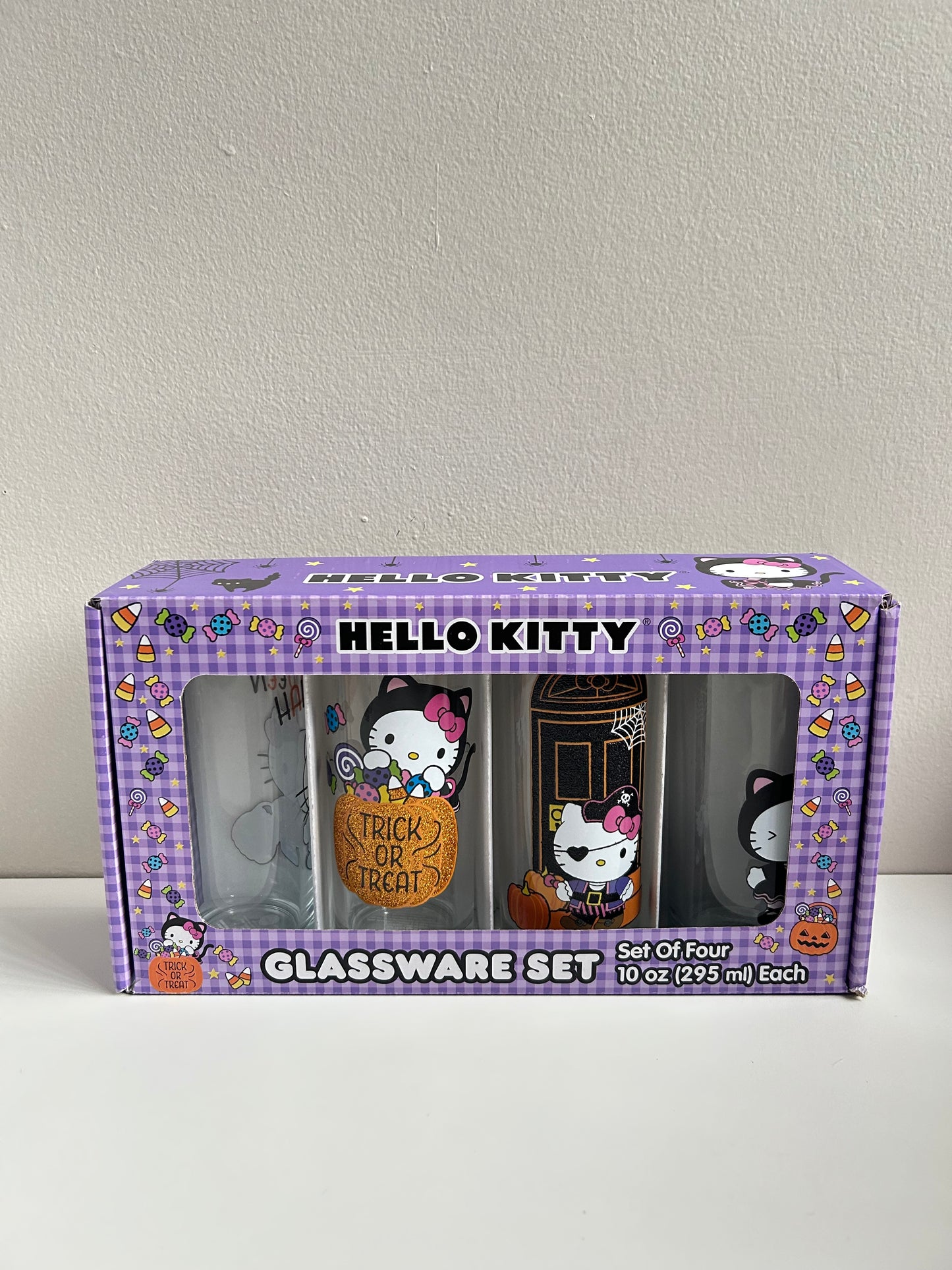 Set 4 de Vasos De Cristal Hello Kitty Disfraces