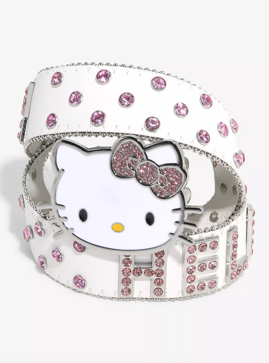 Cinturón Brillos Hello Kitty Rosa y Blanco ***Preorden***