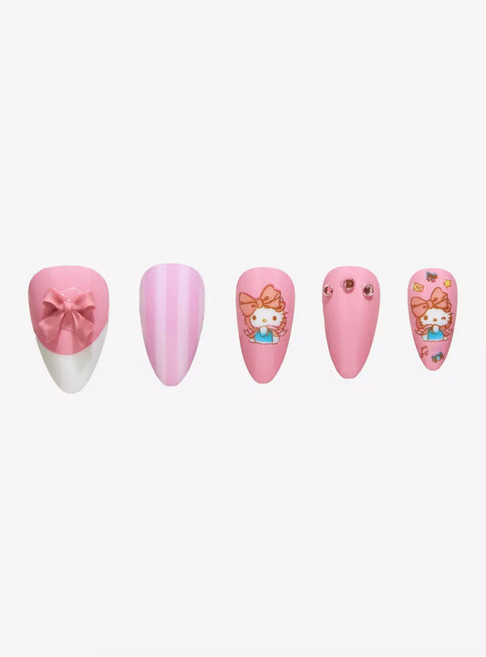 Uñas Press-on Hello Kitty Moño ***Preorden***