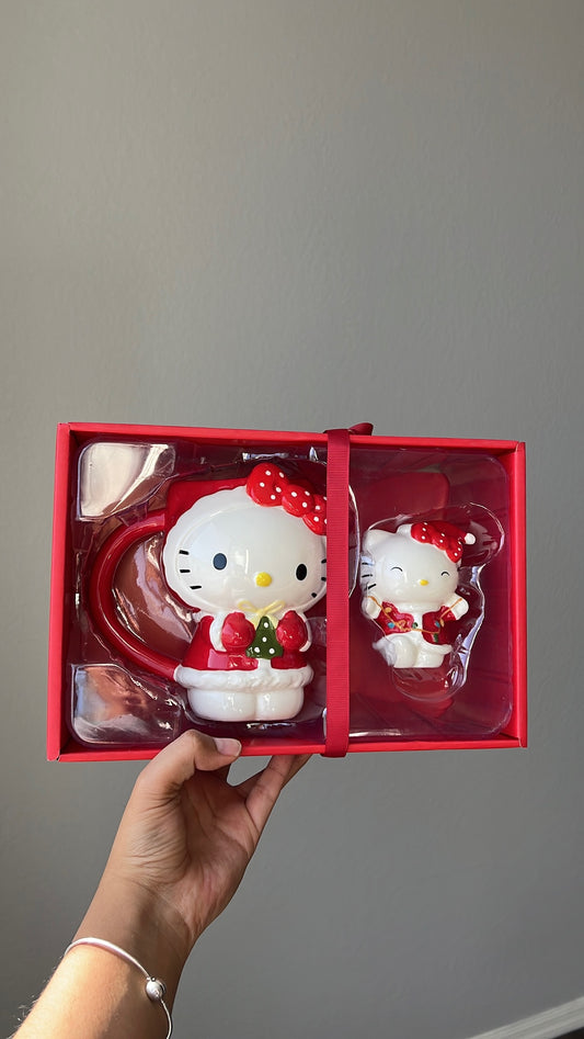 Set De Taza Y Figurín Decorativo Hello Kitty Santa