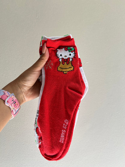 Set de 5 Pares De Calcetas Hello Kitty Navideñas