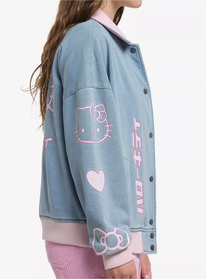 Hello Kitty Pink Trim Demin Girls Bomber Jacket ***Preorden***
