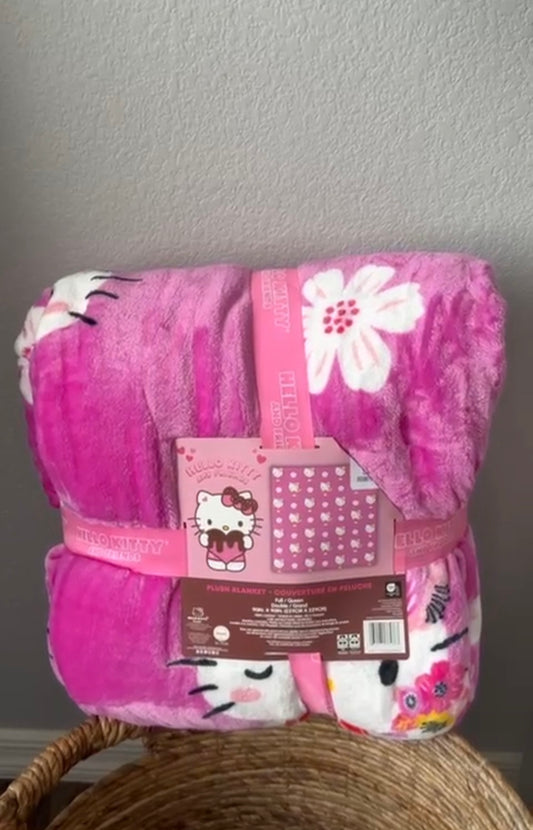 Blanket Full Queen Hello Kitty Flores Rosas ***Preorden***