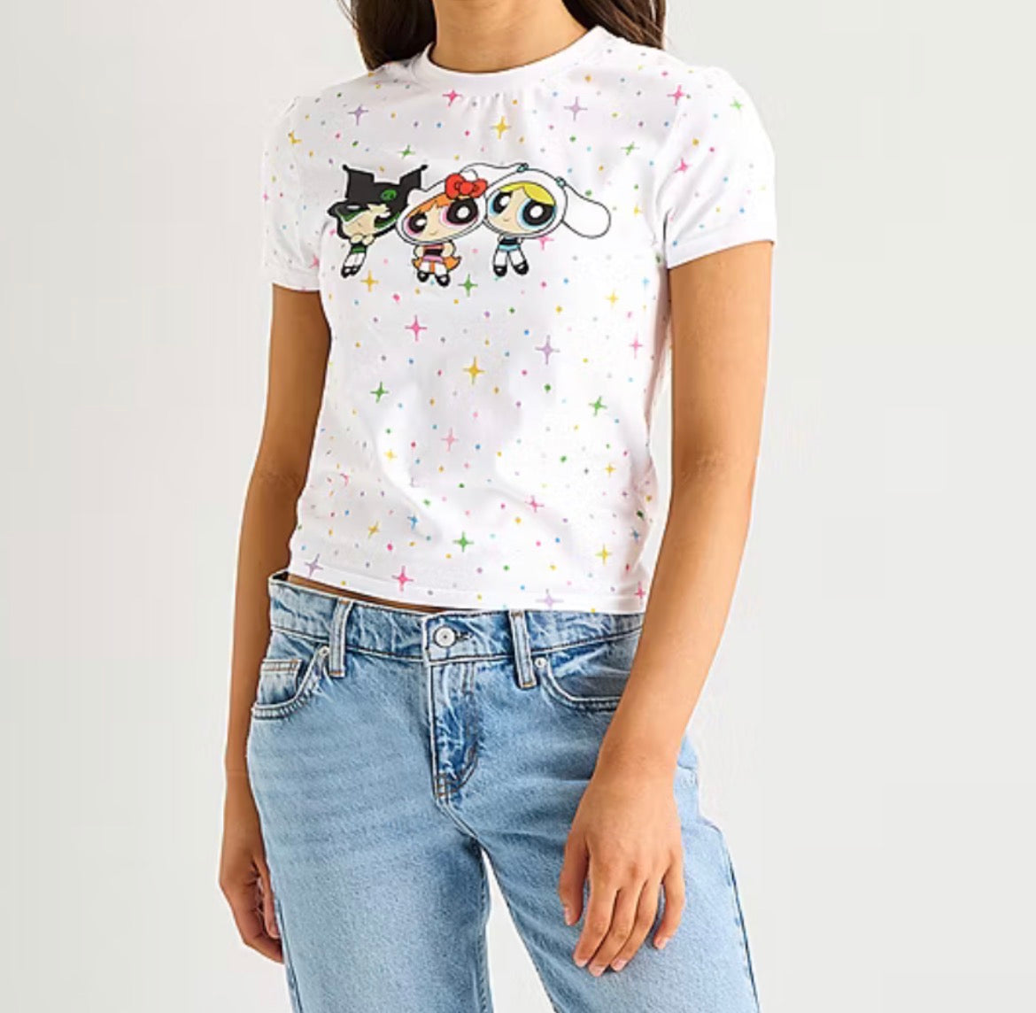 Playera Corta Hello kitty X Powerpuff Girls