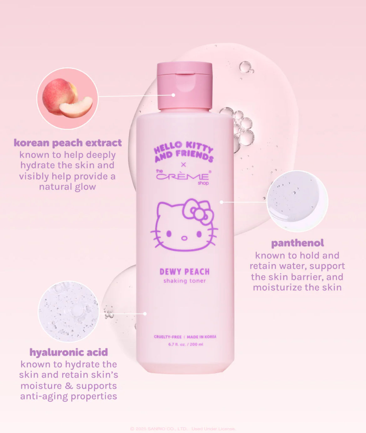 Dewy Peach Shaking Toner Hello Kitty The Créme Shop ***Preorden***
