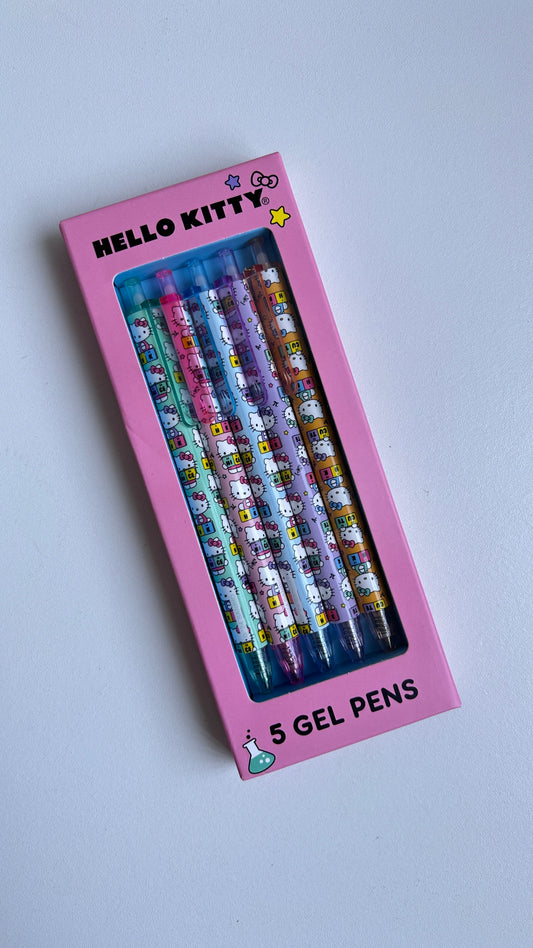 Set De 5 Plumas De Gel Hello Kitty Química