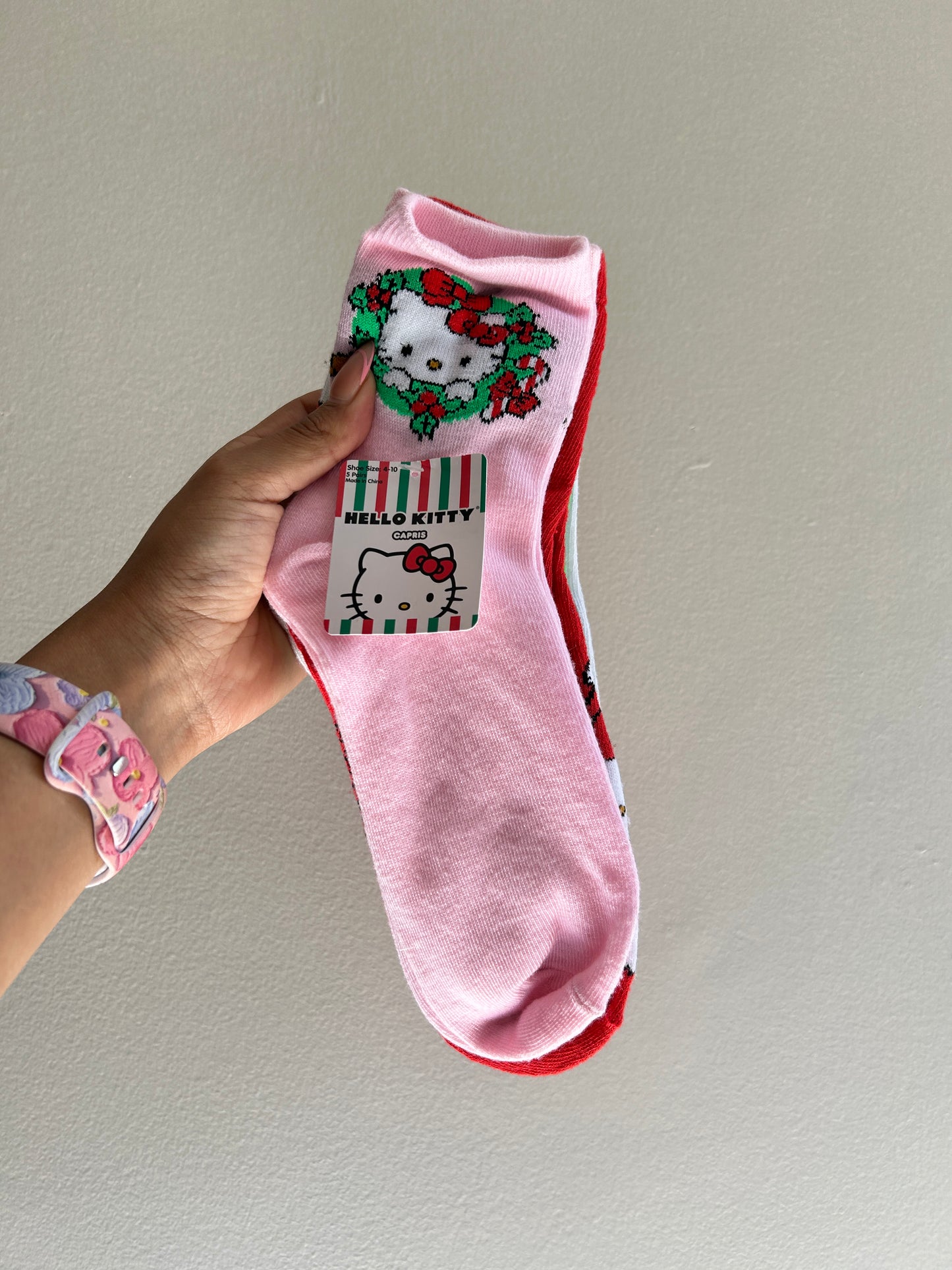 Set de 5 Pares De Calcetas Hello Kitty Navideñas