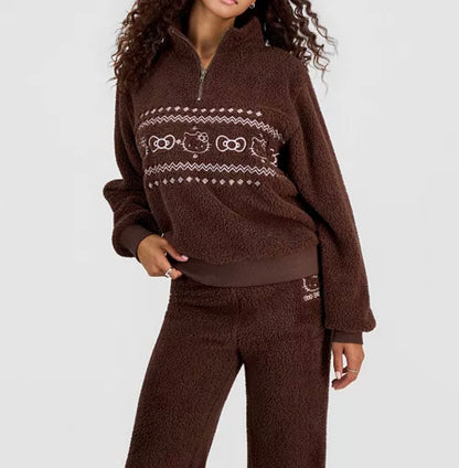 Sudadera Sherpa Hello kitty Navidad Café ***Preorden***