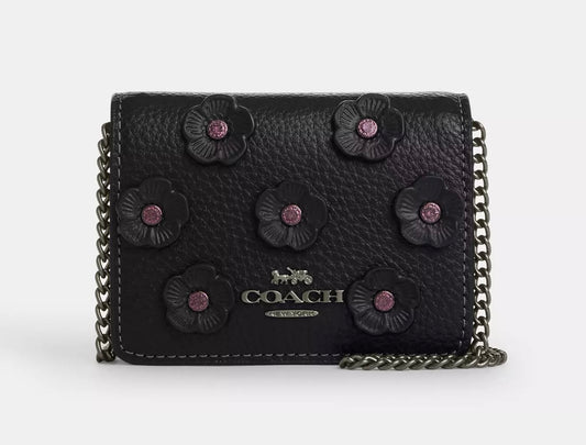 Mini Wallet On A Chain Floral Coach ***Coach***