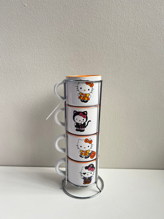 4 mini tazas Hello Kitty Halloween