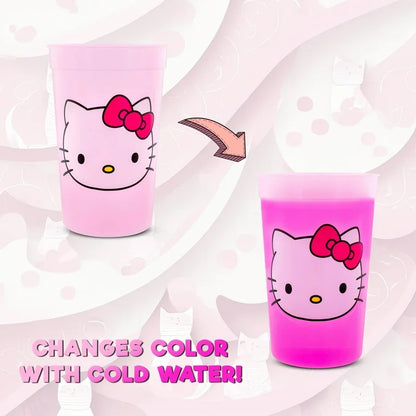 Set De 4 Vasos Hello Kitty  Que Cambian De Color ***Preorden***