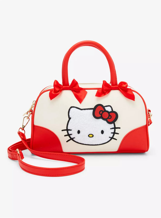 Hello Kitty Fuzzy Patch Bowler Handbag ***Preorden***
