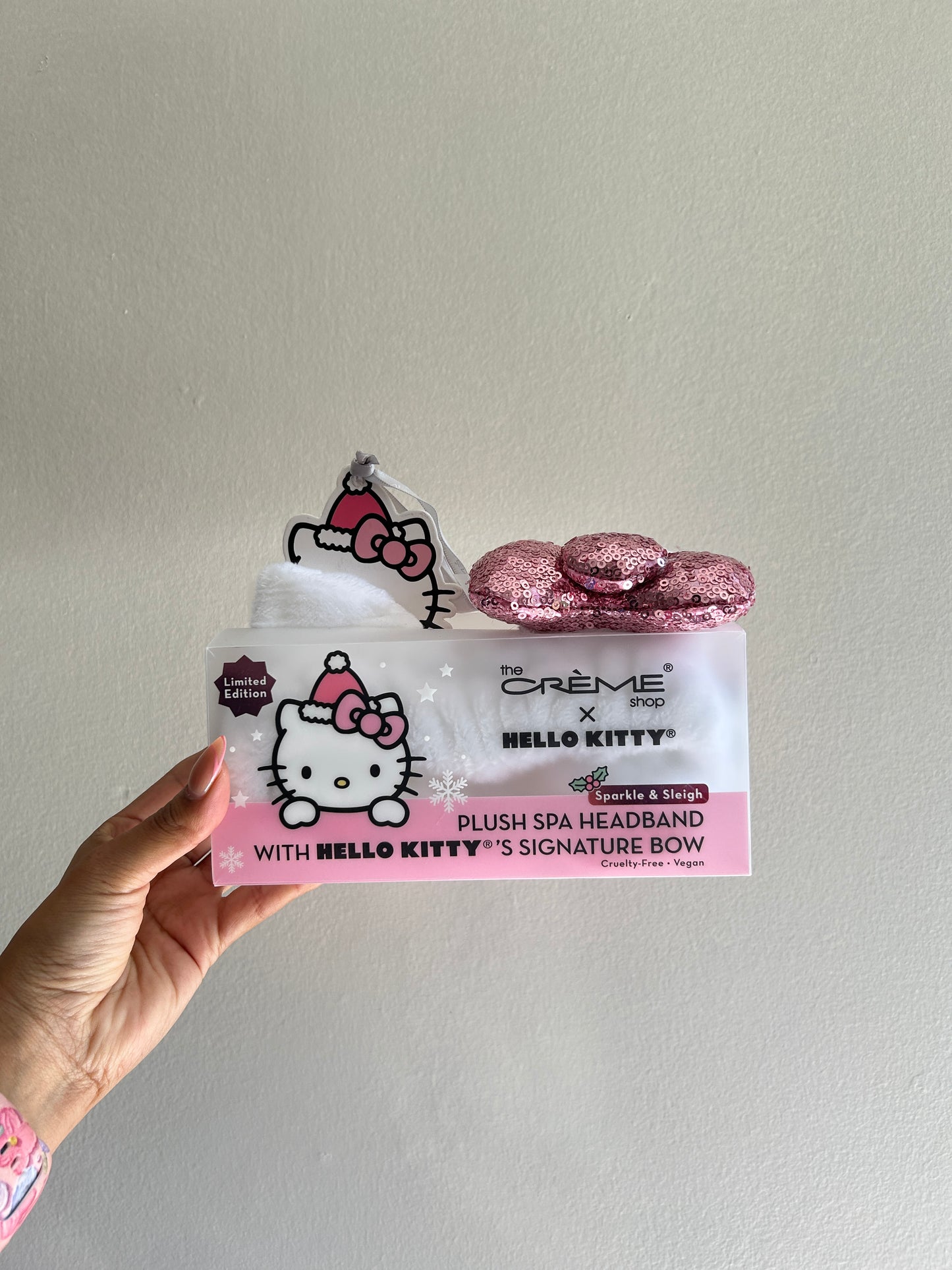 Banda Para Skincare Hello Kitty Moño Lentejuelas