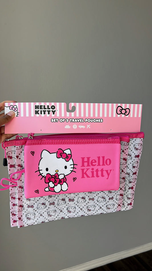 Set De 3 Travel Pouch Hello Kitty Pink