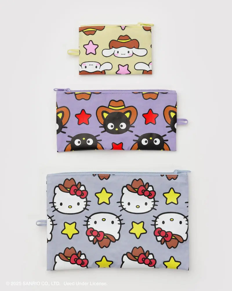 Hello Kitty x Baggu Flat Pouch Western Set de 3 Piezas ***Preorden***