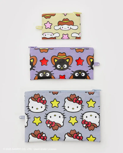 Hello Kitty x Baggu Flat Pouch Western Set de 3 Piezas ***Preorden***