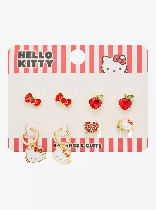 Set de 4 Pares de Aretes Hello Kitty ***Preorden***
