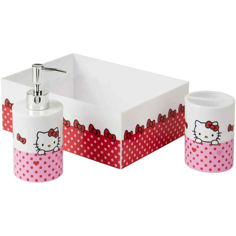 Set de 3 Accesorios Para Baño Hello kitty Corazones ***Preorden***