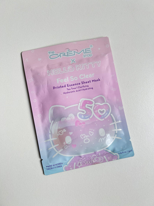 Mascarilla Hello Kitty 50th Feel so clear (Ácido hialurónico, te de árbol)