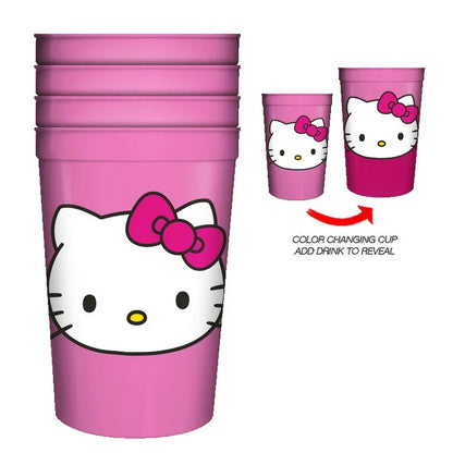 Set De 4 Vasos Hello Kitty  Que Cambian De Color ***Preorden***