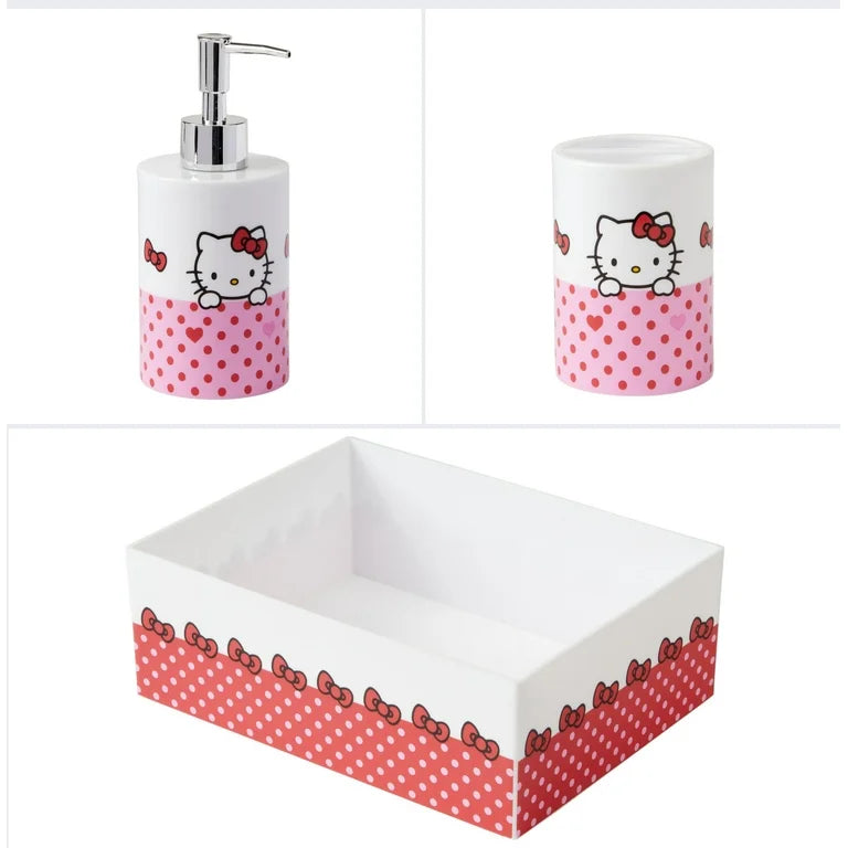 Set de 3 Accesorios Para Baño Hello kitty Corazones ***Preorden***