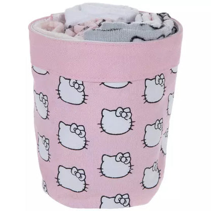 Set de 5 Toallas Hello Kitty y Canasta De Tela ***Preorden***