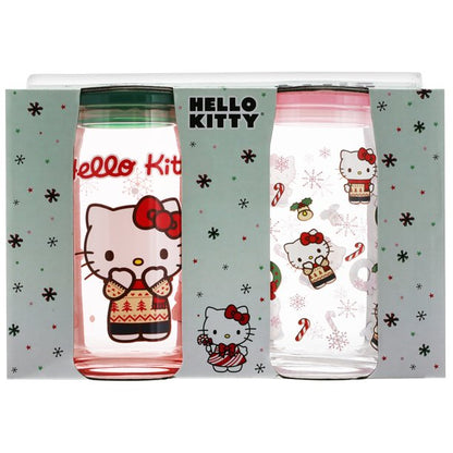 Set de 2 Vasos De Cristal Hello Kitty Suéter Galletita De Jengibre ***Preorden***