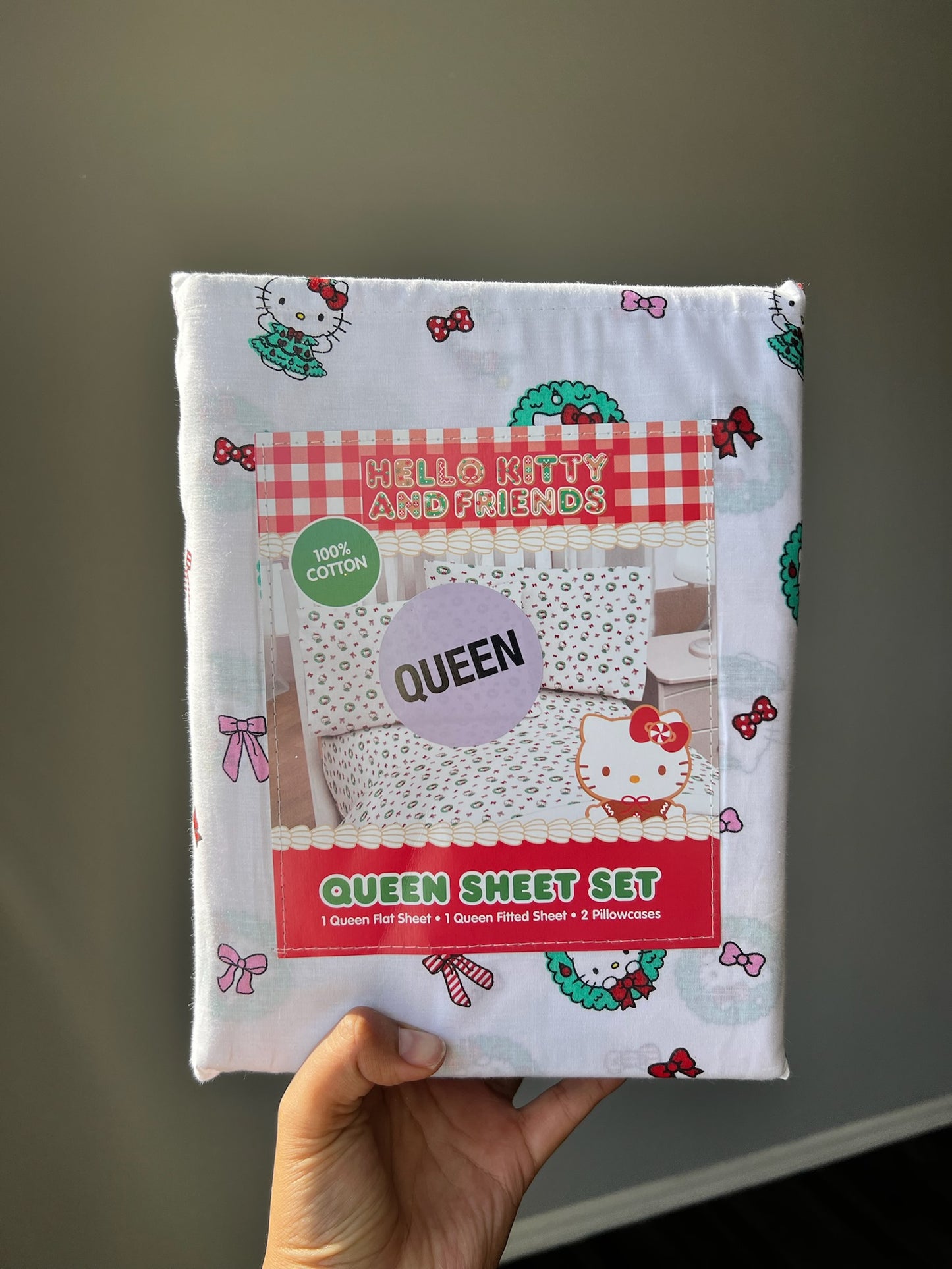 Queen Sheet Set Hello Kitty Ornamentos 100% Algodón