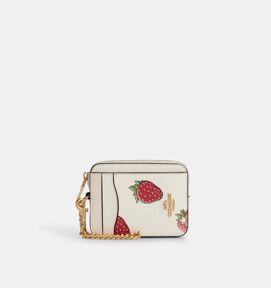 Zip Card Case Coach Strawberry Print ***Preorden***