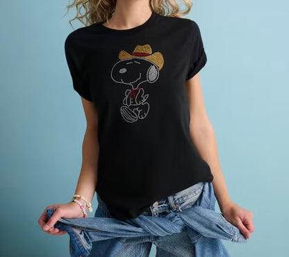 Rhinestone Tee Snoopy Western ***Preorden***
