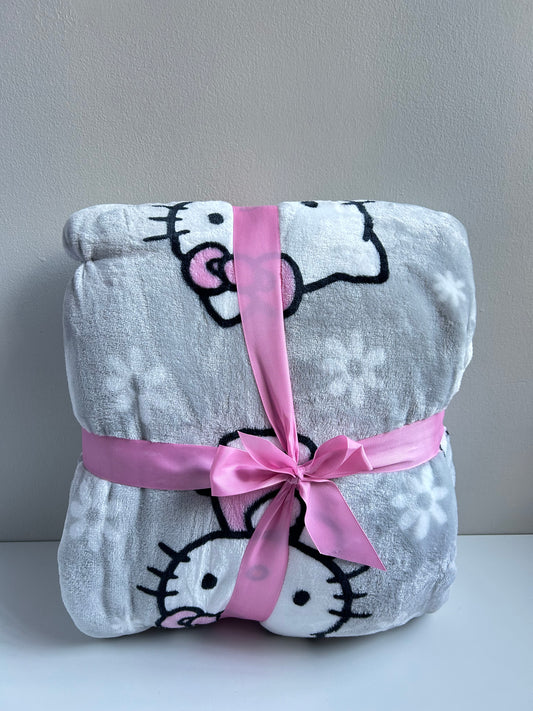 Blanket Hello Kitty Flores Gris Twin XL